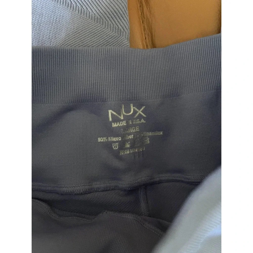 NWT Nux Active Light Blue Moderate Compression Ribbed Leggings Size Large